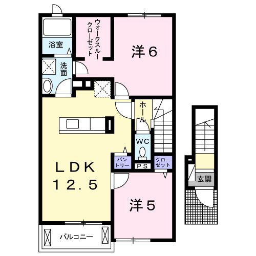 登米市中田町石森のアパートの間取り