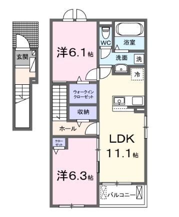 岡山市北区御津金川のアパートの間取り