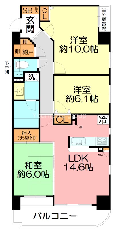 厚木市旭町のマンションの間取り