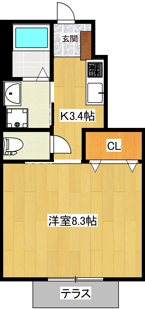 郡山市安積町日出山のアパートの間取り