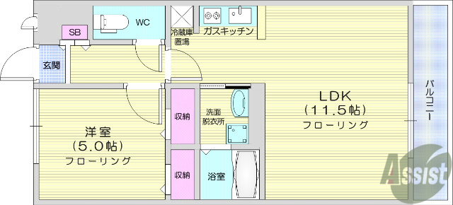 宮城県仙台市青葉区南吉成７（アパート）の賃貸物件の間取り
