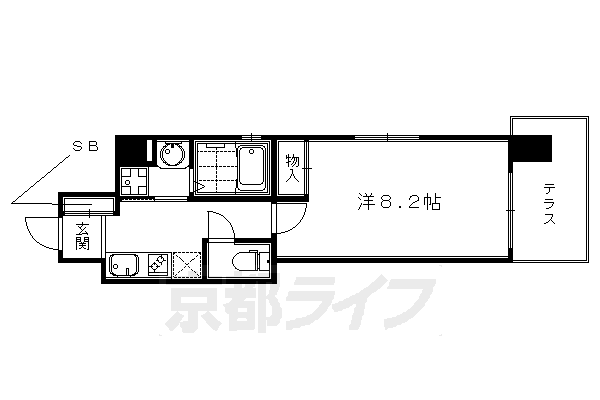 京都市東山区弁財天町のマンションの間取り