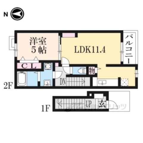 奈良市西九条町のアパートの間取り