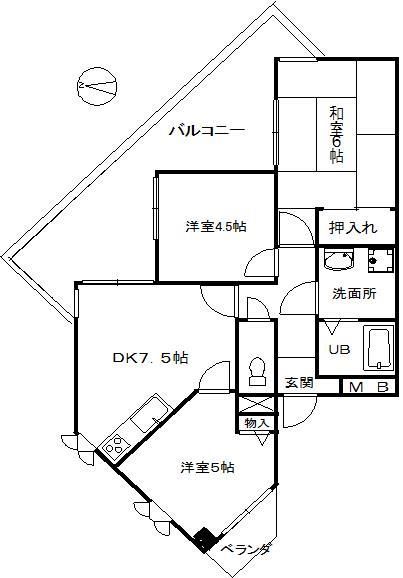 摂津市一津屋のマンションの間取り