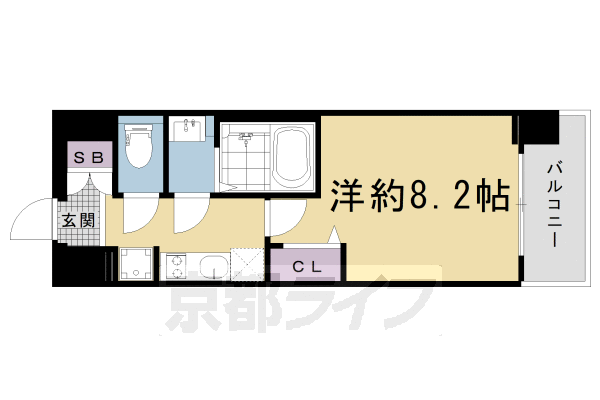 京都市南区東九条宇賀辺町のマンションの間取り