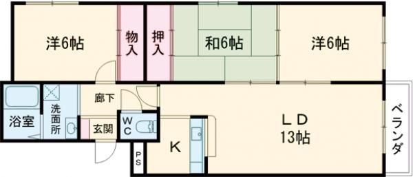 苫小牧市字高丘のマンションの間取り