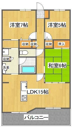 徳島市伊月町のマンションの間取り