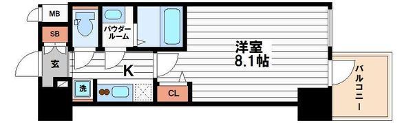 プレサンス谷町九丁目駅前の間取り