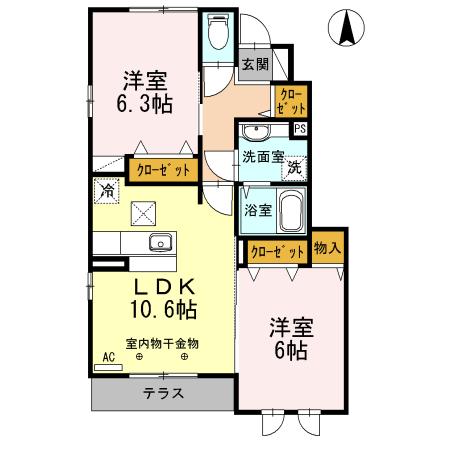 フォンテーヌ聖蹟IIの間取り