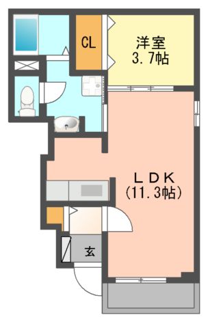 宇和島市夏目町のアパートの間取り