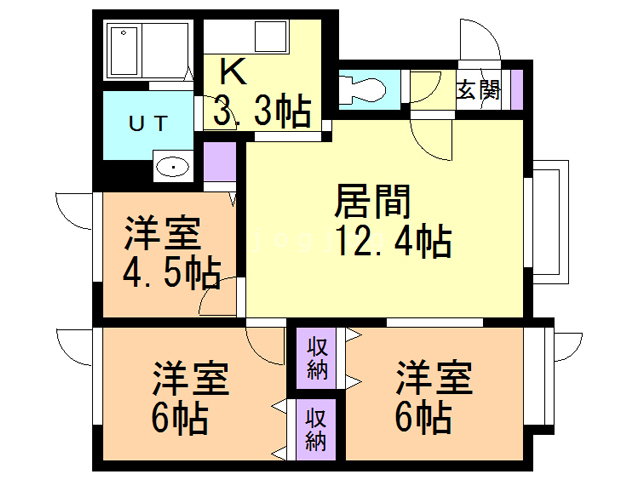 札幌市西区西野五条のアパートの間取り