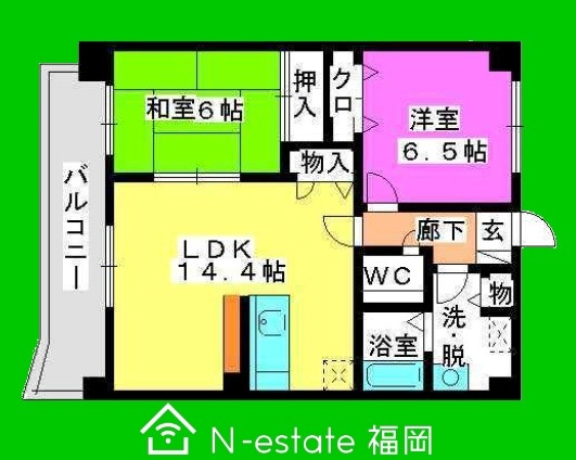 地下鉄空港線 姪浜駅 徒歩8分 6階建 築28年の間取り写真