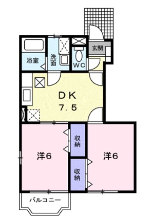 ＪＲ山陽本線 東福山駅 バス乗車時間：15分 最寄りバス停で下車 徒歩6分 2階建 築25年の間取り写真
