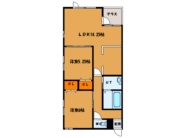 【函館市深堀町のアパートの間取り】