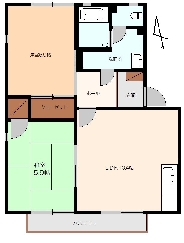 (カサグランデB)青野町東吉美前の間取り