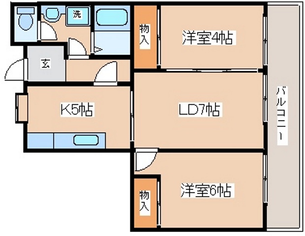 【神戸市兵庫区矢部町のマンションの間取り】