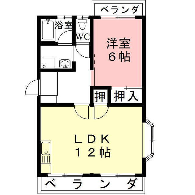 岐阜市富沢町のアパートの間取り