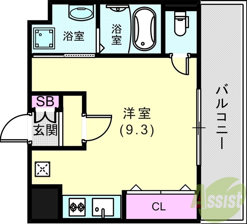 神戸市中央区神若通のマンションの間取り