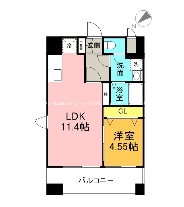 熊本市中央区新屋敷のマンションの間取り