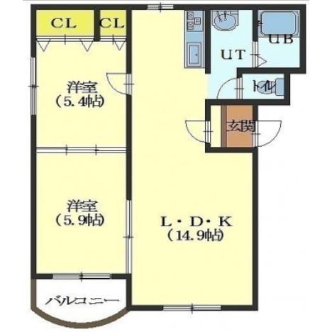 函館市新川町のマンションの間取り