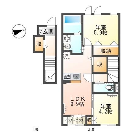 姫路市砥堀のアパートの間取り