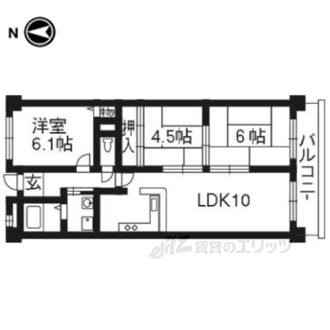 宇治市宇治のマンションの間取り