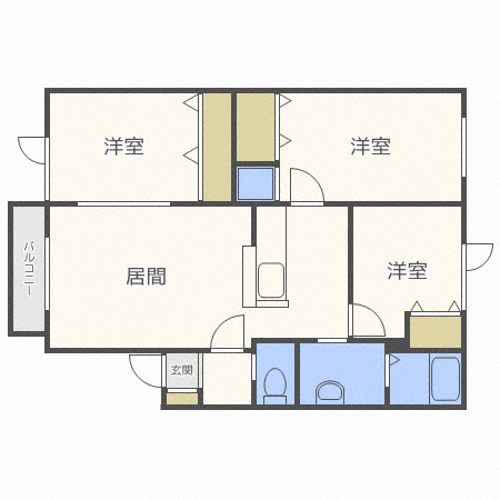 札幌市北区屯田八条のアパートの間取り