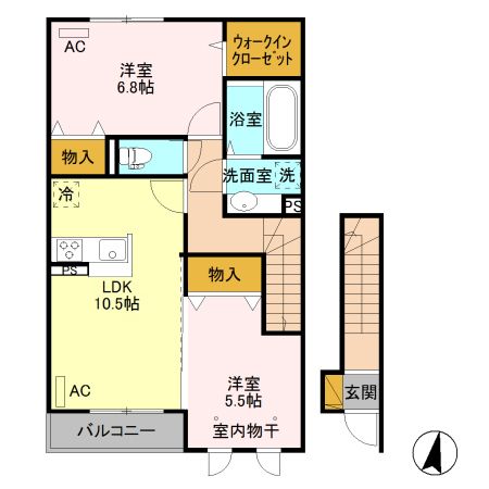 筑西市新治のアパートの間取り