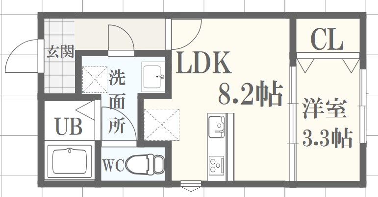 姫路市飾磨区妻鹿のアパートの間取り