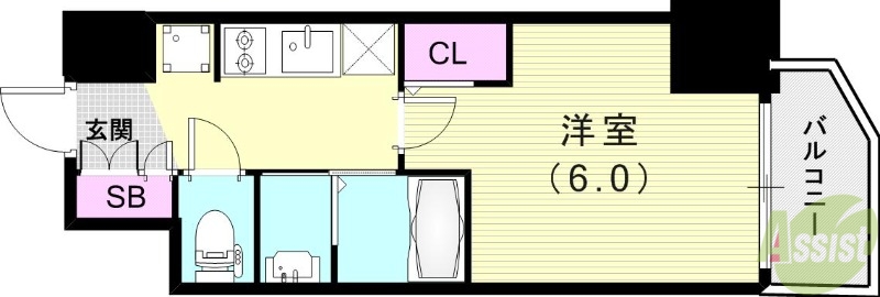 エステムコート新神戸II駅前山手の間取り