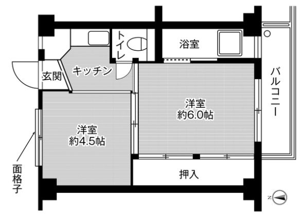 岡山市北区尾上のマンションの間取り