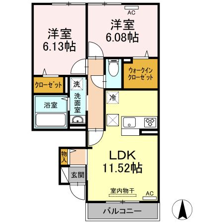 【板野郡藍住町東中富のアパートの間取り】