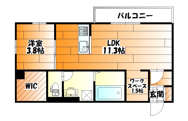 広島市安佐南区山本のアパートの間取り