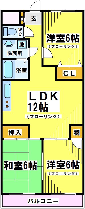 府中市白糸台のマンションの間取り