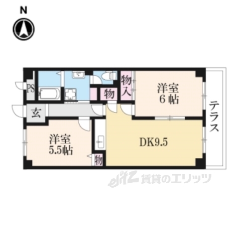 京都市南区吉祥院定成町のマンションの間取り