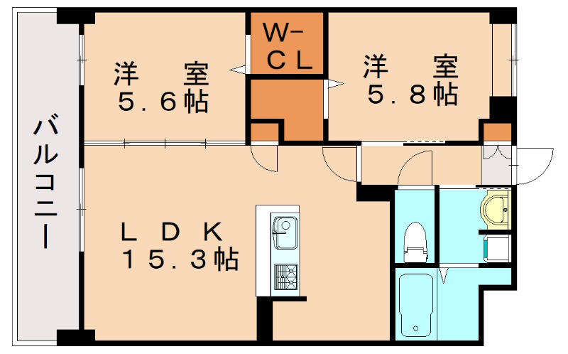 福岡市博多区半道橋のマンションの間取り