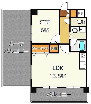 福岡市中央区荒戸のマンションの間取り