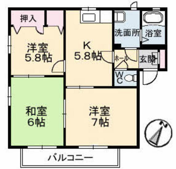 広島市安芸区船越南のアパートの間取り