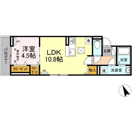 京王線 京王八王子駅 徒歩16分 3階建 築4年の間取り写真