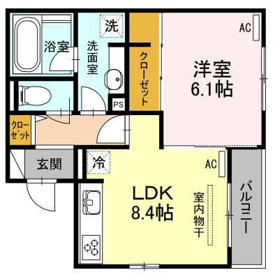 福山市三之丸町のアパートの間取り