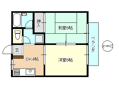 橿原市四条町のアパートの間取り