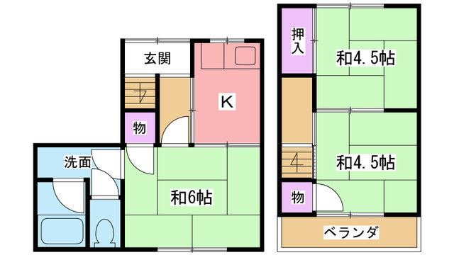 香芝市良福寺のアパートの間取り