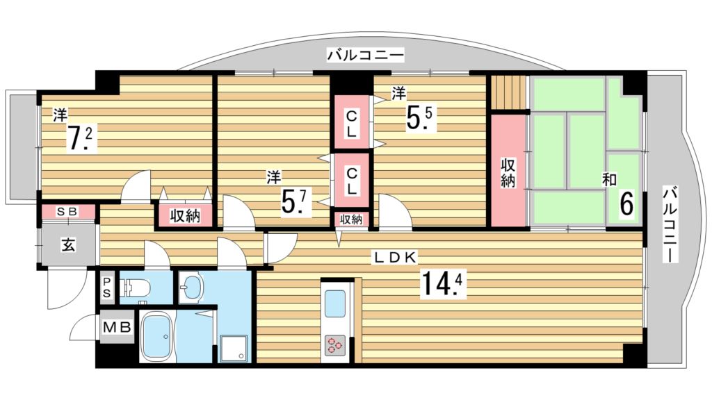 神戸市長田区林山町のマンションの間取り