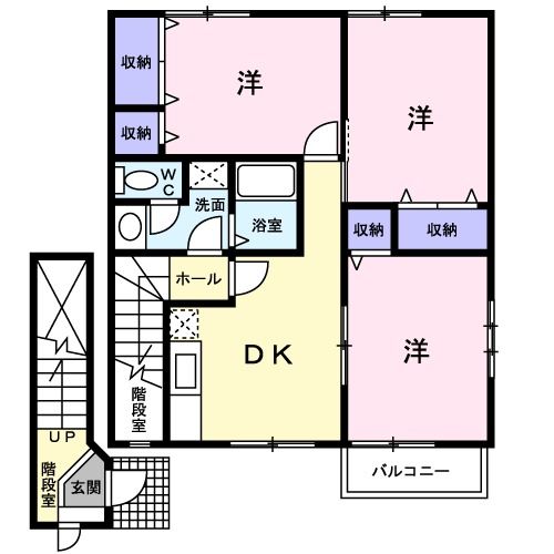 広島市安佐北区亀山のアパートの間取り