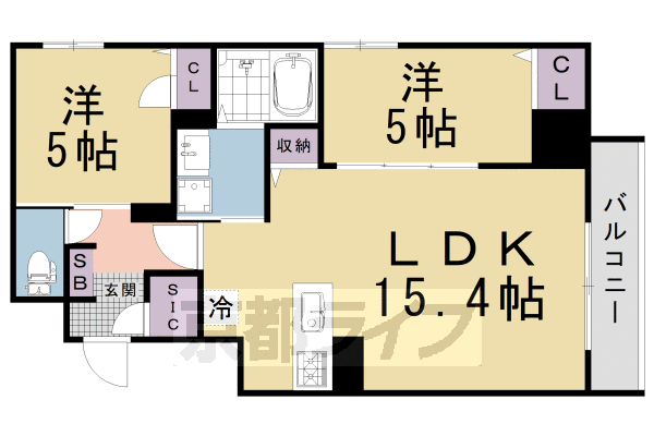 京都市下京区佐女牛井町のマンションの間取り