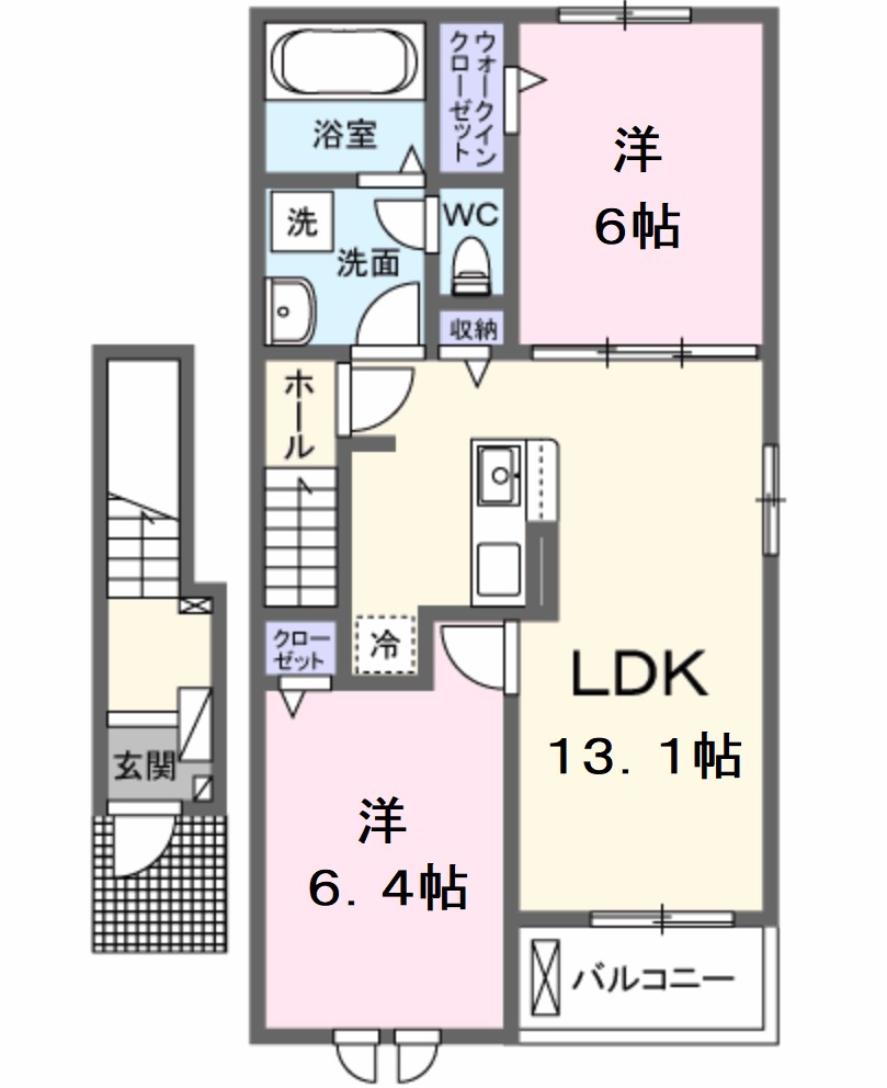 姫路市網干区興浜のアパートの間取り