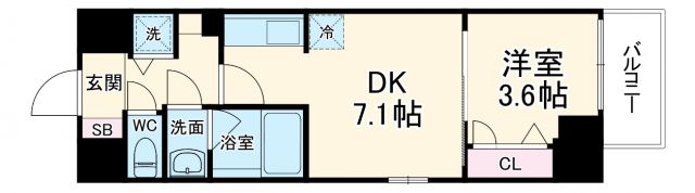 ライフフィールドなにわ本町RUELLEの間取り