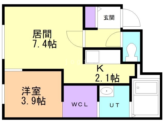 札幌市東区北十四条東のマンションの間取り