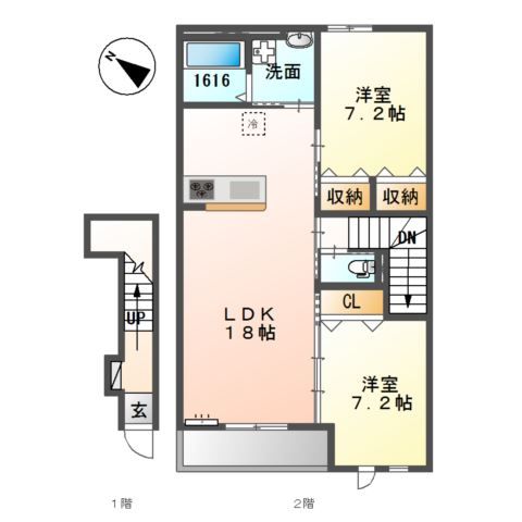 【小野市大島町のアパートの間取り】