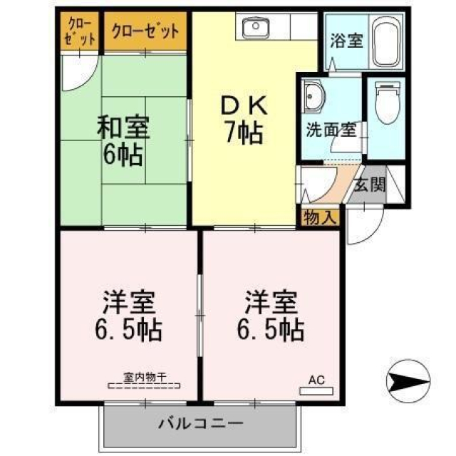 松山市別府町のアパートの間取り